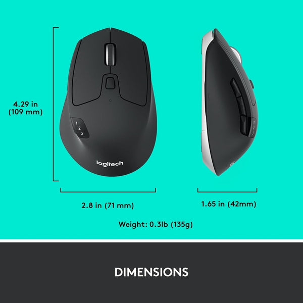 Logitech M720 Triathlon Wireless Bluetooth Mouse Black 910-006036 NIB