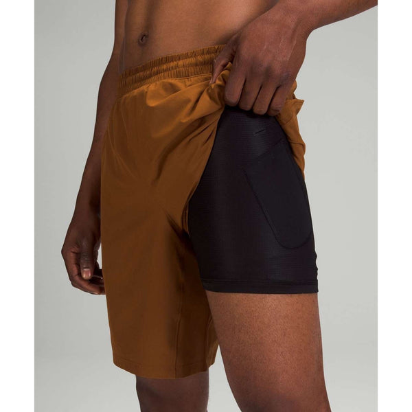 Lululemon Pace Breaker Lined 9" Shorts Mens Large Copper Brown LM7ANTS Running