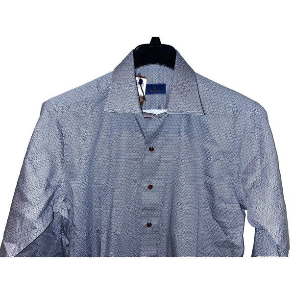 David Donahue Petrol Micro Geometric Sport Shirt Men's M NWT MSRP $165