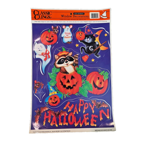 Halloween Decor Wild Pumpkins 1994 Classic Clings Window Clings Stickers NOS