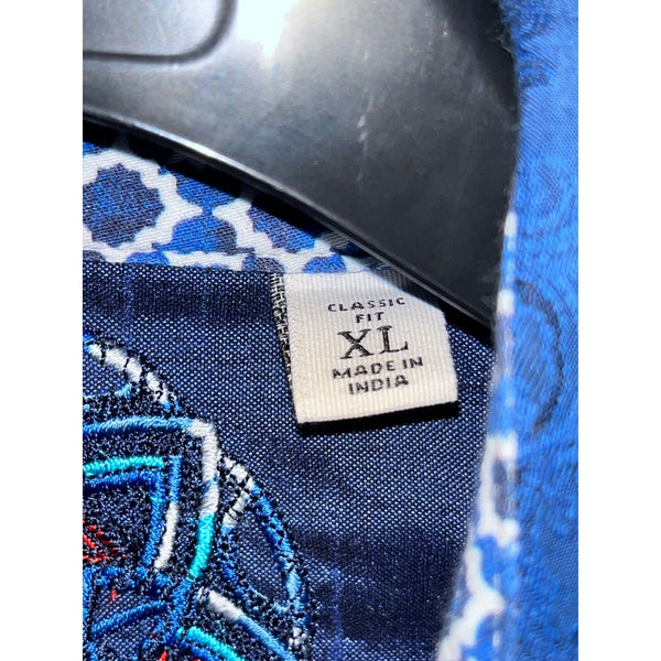 Robert Graham Cullen Jacquard Flip Cuff XL Classic Fit Egyptian Cotton NWOT $188