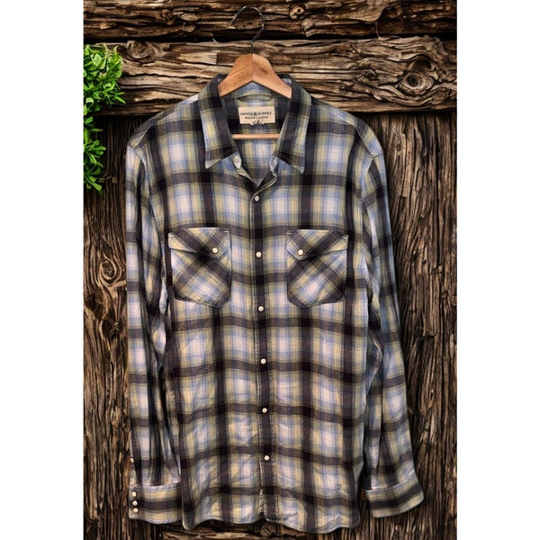 Polo Denim & Supply Ralph Lauren Western Pearl Snap Plaid Shirt Men’s XL EUC