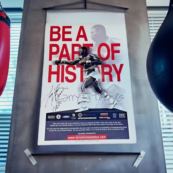 Larry Holmes “Be A Part Of History” Statue Poster Signed Peace 2010 Inscription