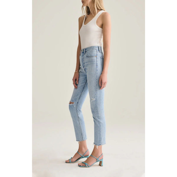 AGOLDE Riley High Rise Straight Cropped Jeans Shatter Wash Sz. 28X26 $188 NWOT