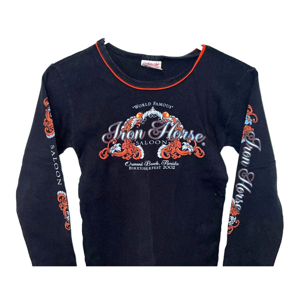 Iron Horse Saloon 2002 Biketoberfest Women's Sz. S Ringer Harley Motorcycle