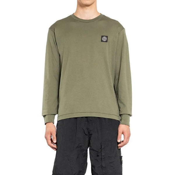 Stone Island Compass Logo Patch Olive Green Long Sleeve T-Shirt Mens L Authentic