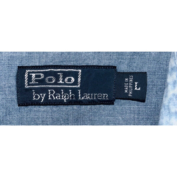 Polo Ralph Lauren Vintage 90s Blue Wild West Show Indian Head Western Sz. L EUC