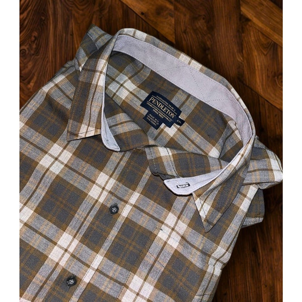 Pendleton Merino Lodge Shirt Olive Grey Plaid 2XL 100% Merino Wool