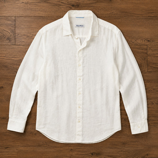 Tommy Bahama Mens XLT 100% Linen Embroidered Back Button Down Shirt White NWOT