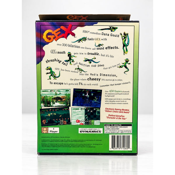 Gex PS1 PlayStation 1 Longbox CIB Complete 95 Crystal Dynamics Rare Black Label