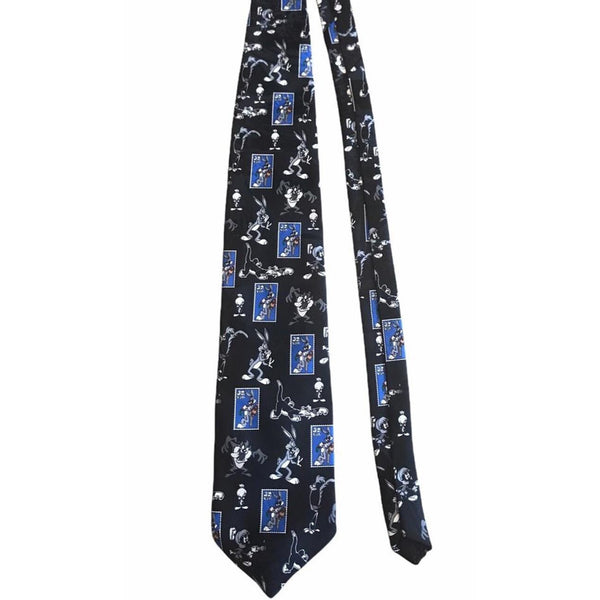 Looney Tunes USPS Stamp Collection Bugs Taz Tweety Marvin Novelty Tie 1997 Vtg