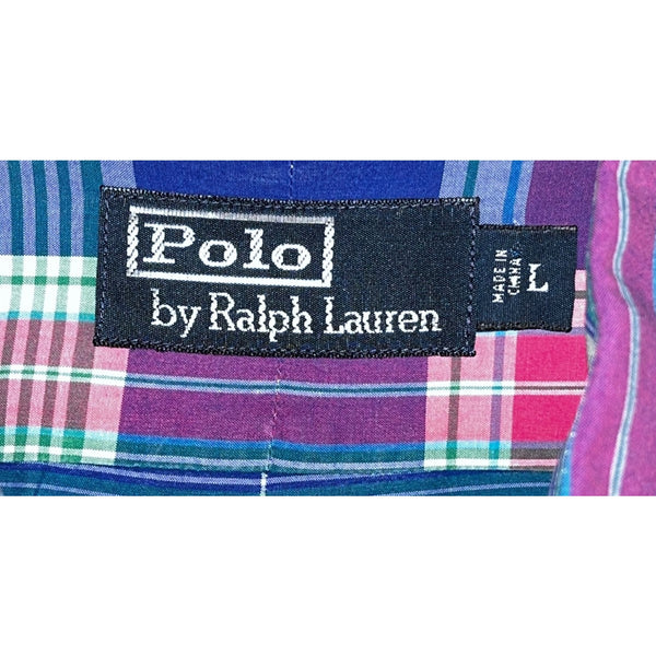 Polo Ralph Lauren Classic Fit Flannel Plaid Workshirt Mens Large L EUC