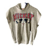 Disney Mickey Mouse Light Gray Sleeveless Hoodie L Made in USA 90s