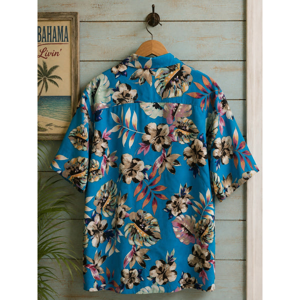 Tommy Bahama Jetties Beach Blooms Silk Blend Camp Shirt Blue 2XL NWT $148