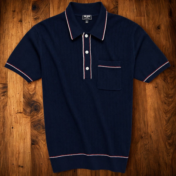 Todd Snyder Italian Cotton Silk Riviera Sweater Polo Navy Men's S Knit Shirt