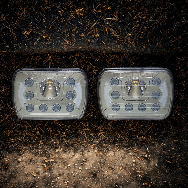 Quake LED QTE462 5x7" Headlight 39 Watt High/Low Half Halo 1984-1993 Jeep YJ/XJ