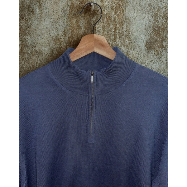Charles Tyrwhitt Merino Wool 1/4 Zip Sweater Mens Large Blue Lightweight (Flaw)