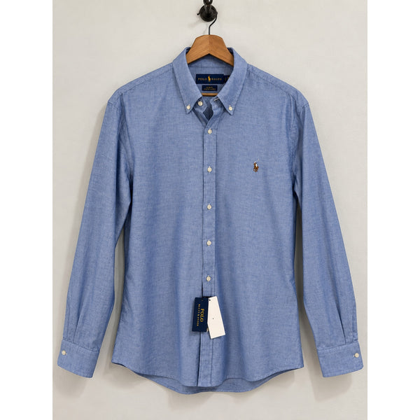 Polo Ralph Lauren Chambray Stretch Oxford Shirt Men's L Slim Fit Blue NWT
