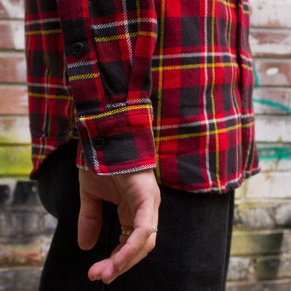 CC Filson Vintage Flannel Work Shirt 11010689 Red Black Gold Plaid Men’s Small