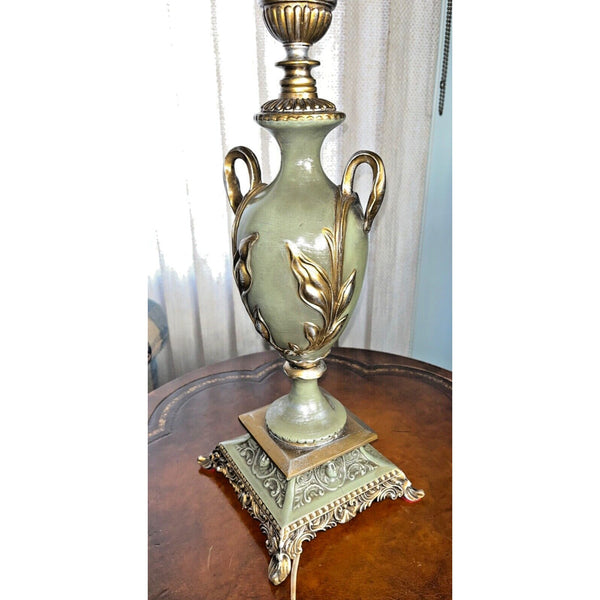 Antique French Victorian Art Deco Set Of 2 Hand Painted Lily Floral Lamps Works