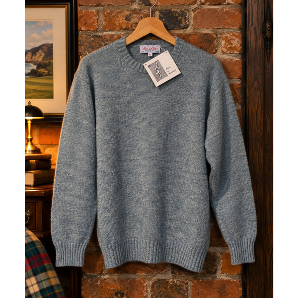 Ben Silver Vintage Shetland Wool Shag Sweater Men's M Blue Melange Scotland NWT