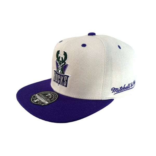 Milwaukee Bucks Mitchell & Ness Hat 7 5/8 Cream Purple 1977 All Star Game Patch