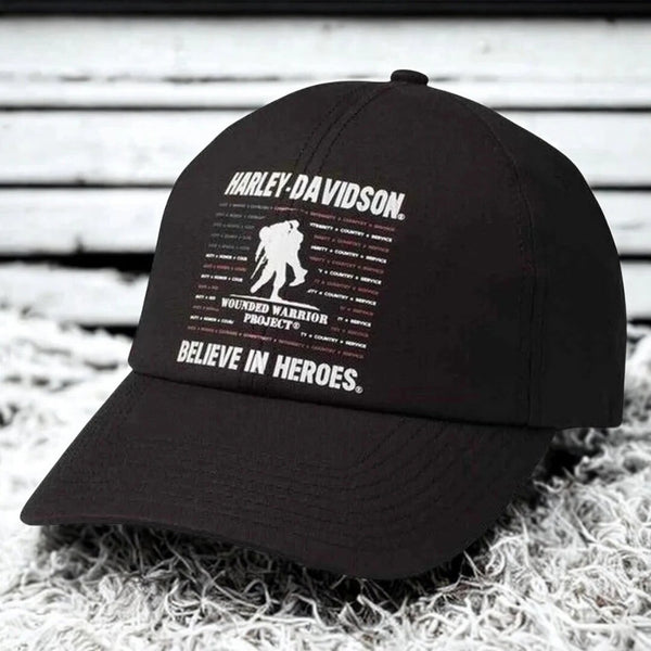 Harley-Davidson Wounded Warrior Project Hero Hat Black Flex Cap L NWT