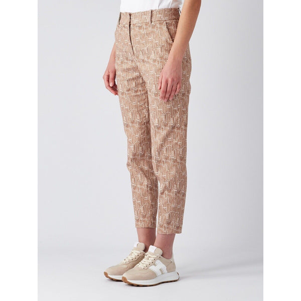 Peserico Graphic-Print Cropped Trousers Camel Butter Size 52 EU 16 US