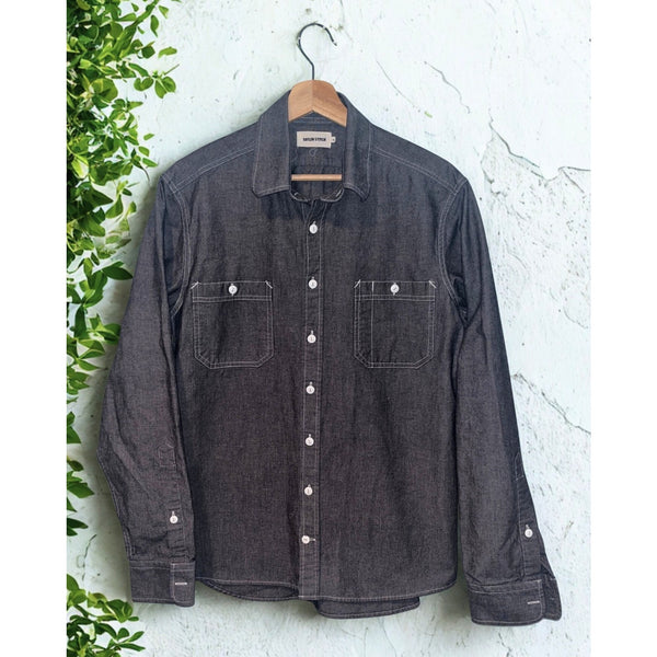 Taylor Stitch California Work Shirt Sz. 40 Charcoal Chambray Organic Cotton NWOT