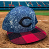Cincinnati Reds American Needle Cooperstown Denim Plaid Strapback Hat OSFA MLB