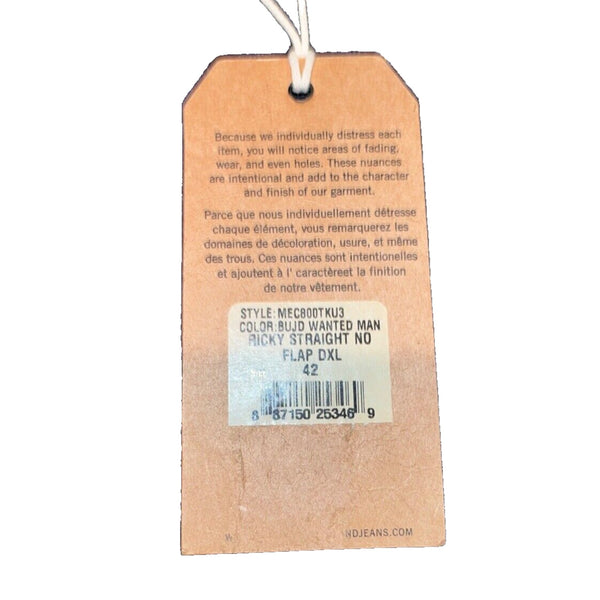 True Religion Ricky Straight Jeans Wanted Man Dark Wash Mens 42x34 Stretch USA