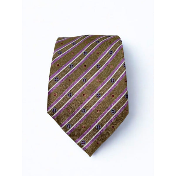 Brioni Silk Tie Handmade Italy Paisley Striped Geometric Satin Luxury