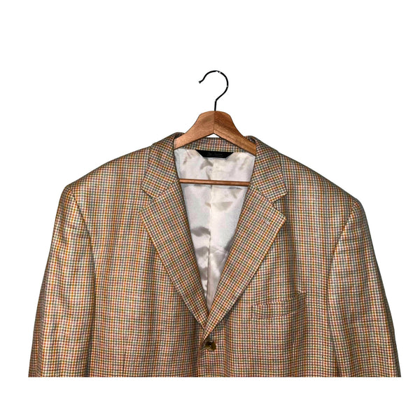 Paul Fredrick Linen Silk & Wool Pastel Herringbone Blazer Sports Coat Sz 48L