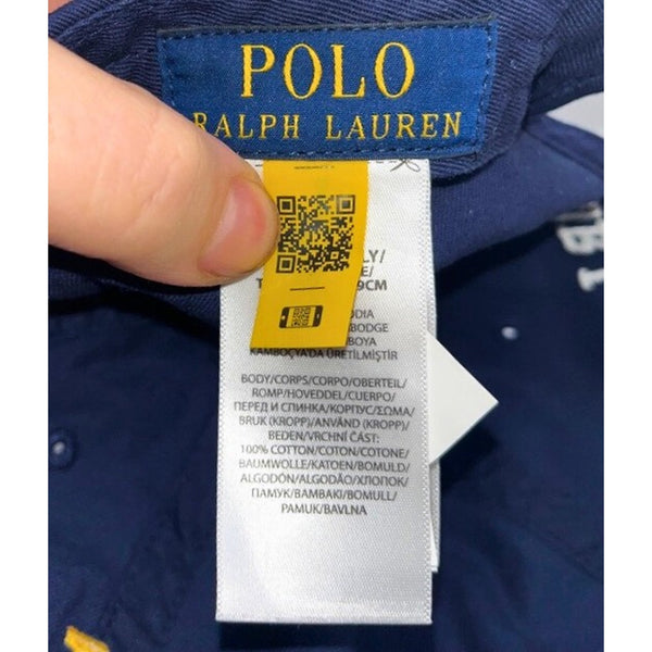 Polo Ralph Lauren P-Wing Foot Navy Adjustable Hat Leather Strap EUC Rare