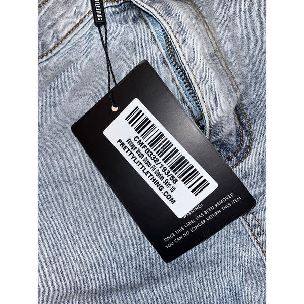 PRETTY LITTLE THING Vintage Wash Disco Fit Denim Skirt Sz. 10 NWT