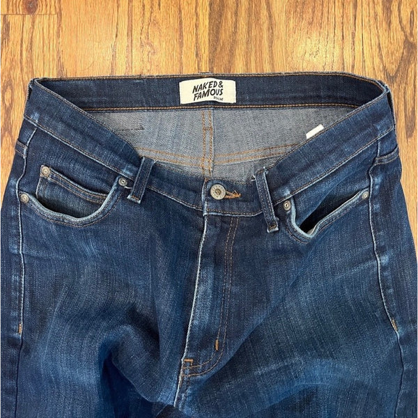 Naked & Famous Stacked Guy Jeans Mens 32x28 Stretch Slim Fit Japanese Denim