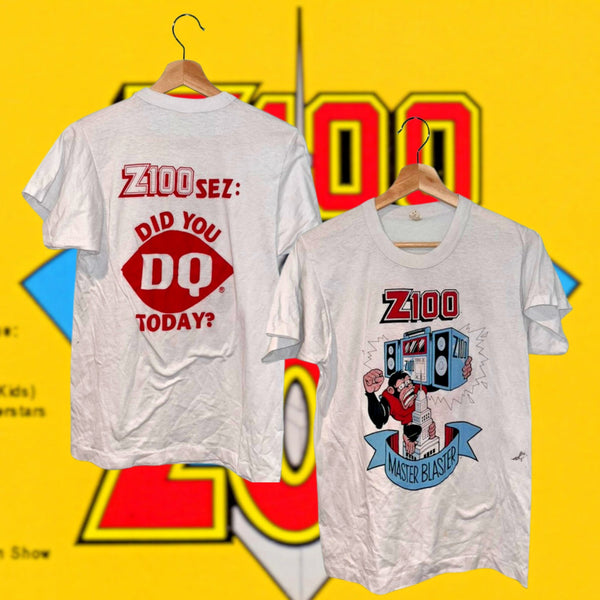 Z100 New York City Master Blaster Dairy Queen Graphic T-Shirt Vintage 80s Sz. M