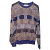 Tricots St Raphael Wild Coogi Styled Geometric Textured Knit Sweater L USA VTG