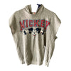 Disney Mickey Mouse Light Gray Sleeveless Hoodie L Made in USA 90s
