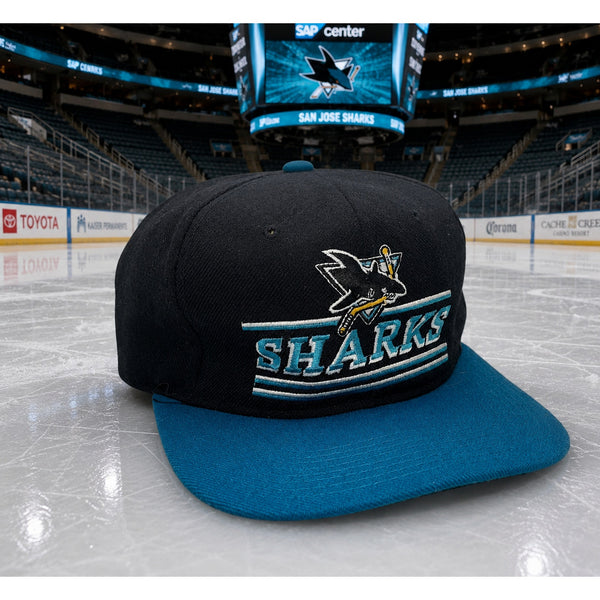 San Jose Sharks Starter Split Bar Snapback Hat Cap Vintage 90s NHL Rare Wool