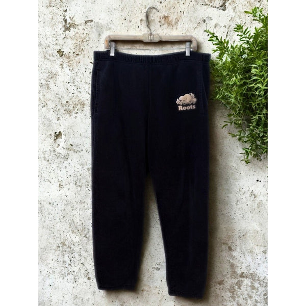 Roots Canada Sweatpants Men’s Large Navy Blue Open Leg Fleece Pants L/G
