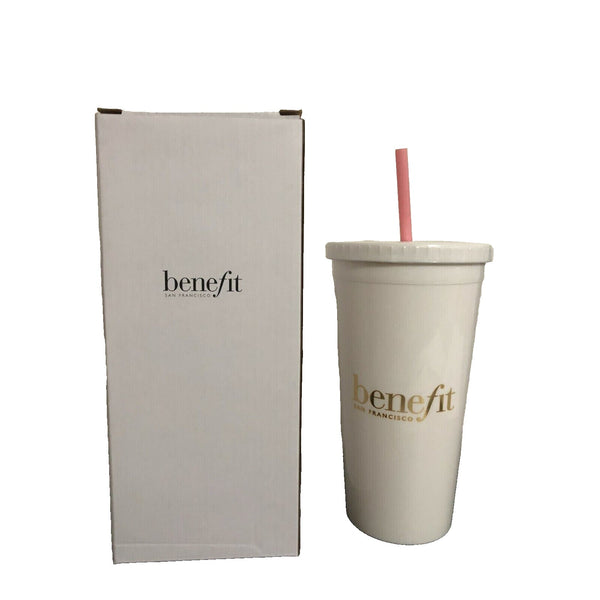 Benefit Kiss Tints 2020 Tumbler Soda Drink Straw Hard Plastic Cup White