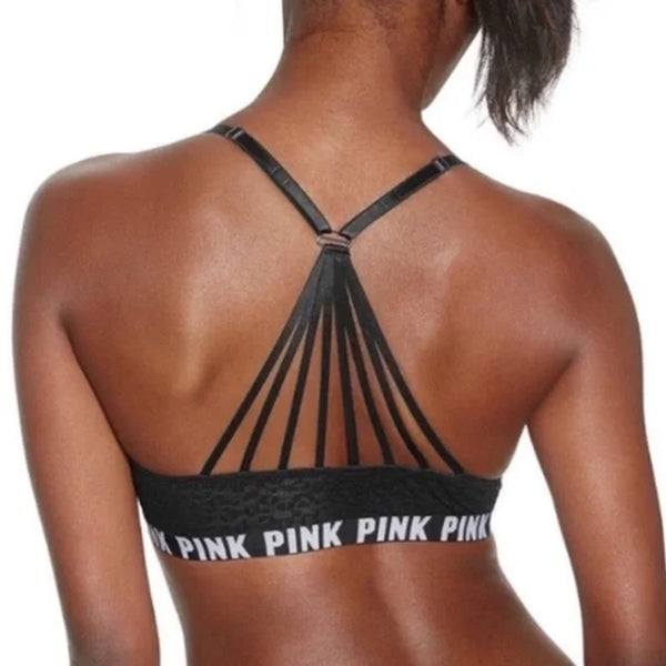 Victoria’s Secret PINK Push-up Front Closure Maroon Leopard Print Bra 36D Women