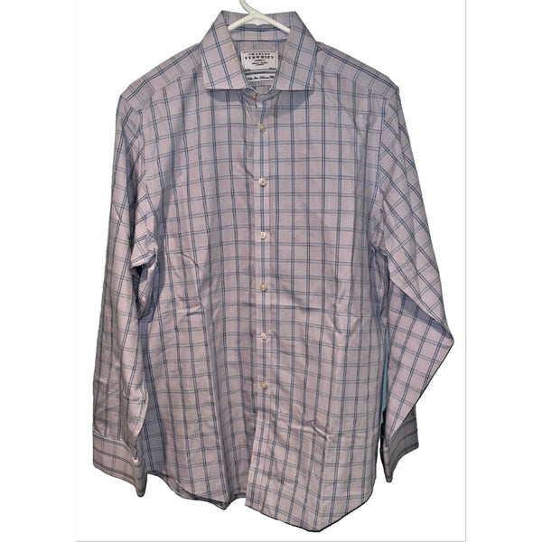 Charles Tyrwhitt Dress Shirt Non Iron Tailored Fit Check Men's 16/34
