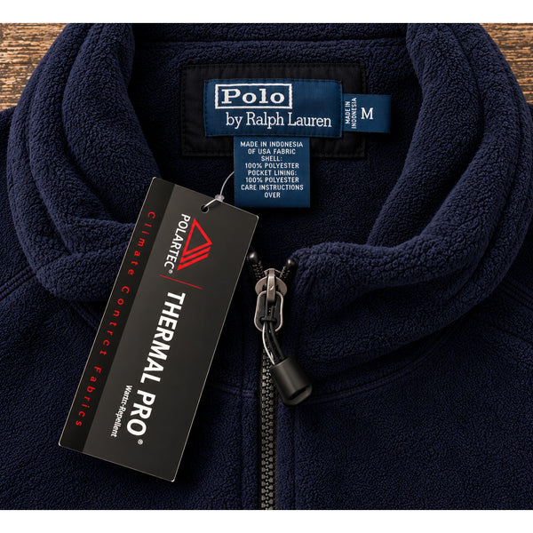 Polo Ralph Lauren Polartec Thermal Pro Fleece Jacket M Navy 90s NWT USA Fabric