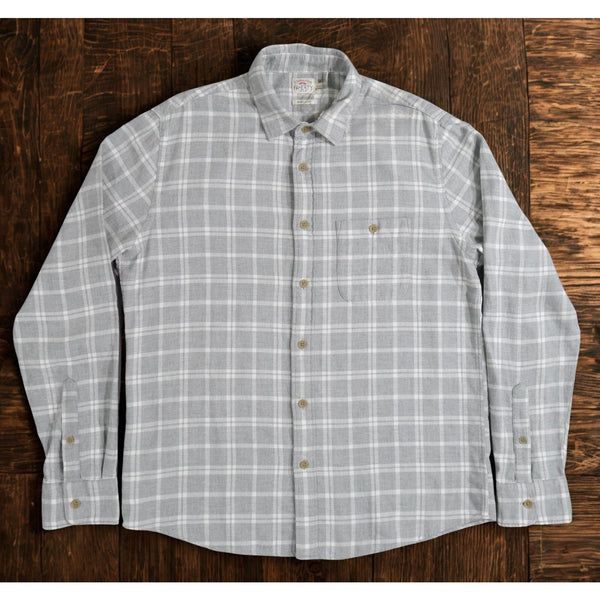 Faherty Brand Seaview Flannel Shirt Mens XL Gray White Plaid Organic Cotton EUC