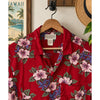 Banana Republic Safari Travel Hawaiian Shirt Floral Rayon Red Sz. Small Vintage