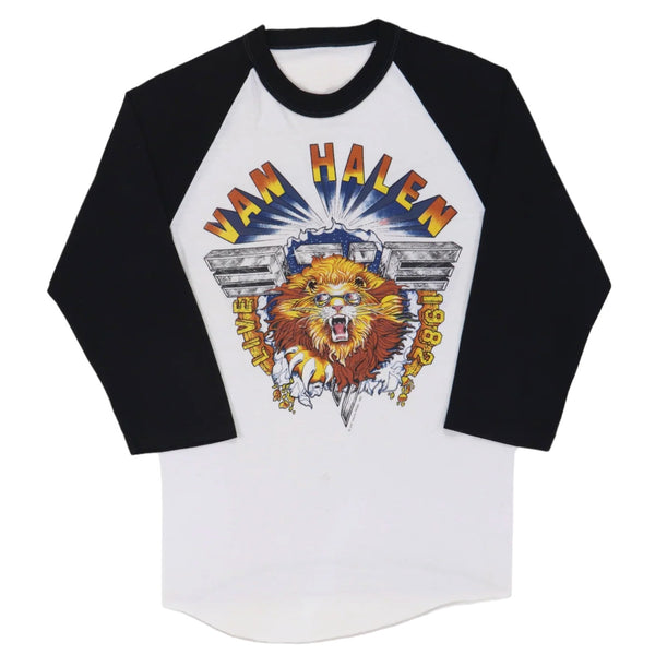Van Halen Tour Live 3/4 Sleeve Thin T Shirt Anvil Adult Size S Vintage 1982