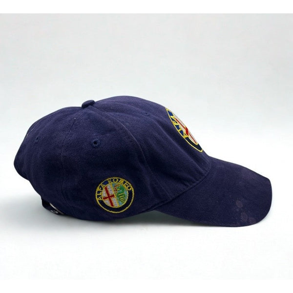 Alfa Romeo Y2K Hat Cap Adjustable Blue White Embroidered Logo Racing Vintage