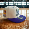 Milwaukee Bucks Mitchell & Ness Hat 7 5/8 Cream Purple 1977 All Star Game Patch